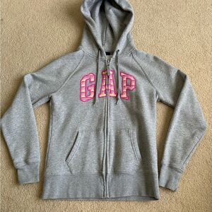 GAP Gray Hoodie with Pink Logo